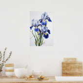 Bleu Irises Fleur Art Imprimer Poster (Cuisine)