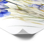 Bleu Irises Fleur Art Imprimer Poster (Coin)