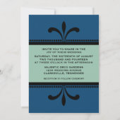 Bleu/Jade Fancy Art Déco Mariage Invitation (Dos)