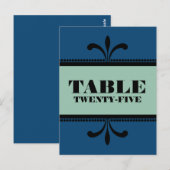 Bleu/Jade Fancy Art Déco Numéro de table Carte pos (Devant / Derrière)