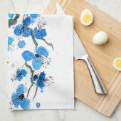 Bleu japonais fleurs serviette de cuisine (Quart Plié)