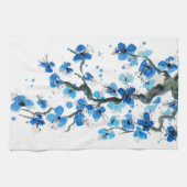 Bleu japonais fleurs serviette de cuisine (Horizontal)