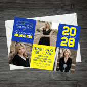 Bleu & Jaune 3 Photo Graduation Invitation