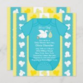 Bleu Jaune Baby Boy Shower Invitations (Devant / Derrière)