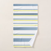 Bleu Jaune Blanc Aquarelle Rayures (Serviette à main)
