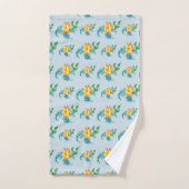 Bleu jaune brillant motif floral (Serviette à main)