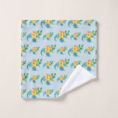 Bleu jaune brillant motif floral (Gant de toilette)
