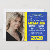 Bleu & Jaune Graduation 2 Photo Invitation (Devant)