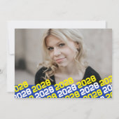 Bleu & Jaune Graduation 2 Photo Invitation (Dos)