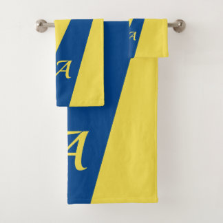 Bleu jaune moderne élégant chic audacieux monogram