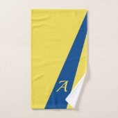 Bleu jaune moderne élégant chic monogrammé audacie (Serviette à main)