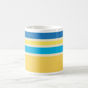 Bleu Jaune Retro Gris Motif Mug