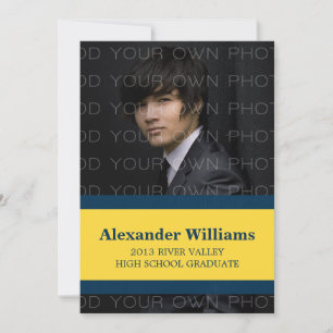 Bleu/Jaune Stripes couleur de l'école Invitation G