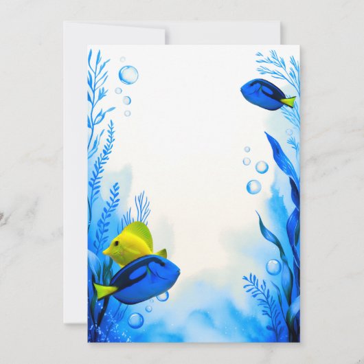 Bleu Jaune Tangs Poisson Mariage Fête Invitation (Devant)