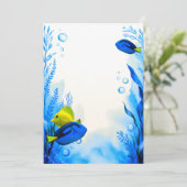 Bleu Jaune Tangs Poisson Mariage Fête Invitation (Debout devant)