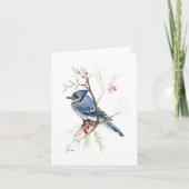 Bleu Jay Belle Aquarelle Carte Note (Devant)