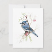 Bleu Jay Belle Aquarelle Carte Note (Devant)