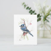 Bleu Jay Belle Aquarelle Carte Note (Debout devant)