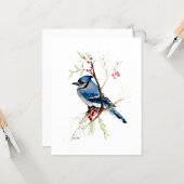 Bleu Jay Belle Aquarelle Carte Note