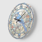 Bleu Jay Vitrail Bluejay Horloge des oiseaux (Angle)