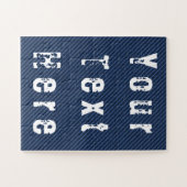 Bleu Jeans Fabric Puzzle avec texte personnalisé (Horizontal)