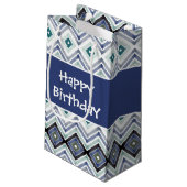 Bleu Joyeux Anniversaire Petit Sac Cadeau (Dos Angle)