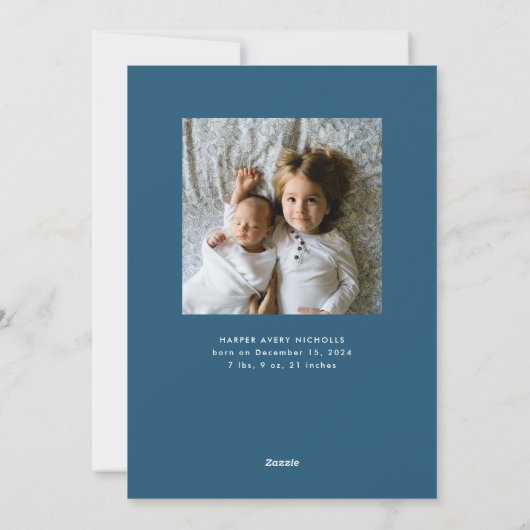 Bleu Joyeux Noël Faire-part de naissance bébé (Dos)