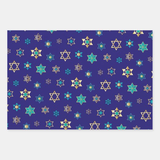 Bleu Juif Stars Design Enveloppement Papier Set (Devant 2)