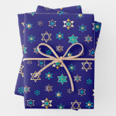 Bleu Juif Stars Design Enveloppement Papier Set (En situation)