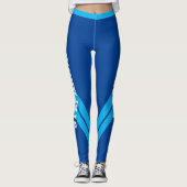 Bleu King Turquoise & Blanc Moderne Leggings Chic (Devant)