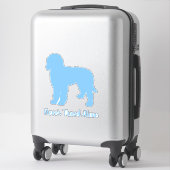 Bleu Labradoodle chien autocollant, Sticker en vin (Sur valise)