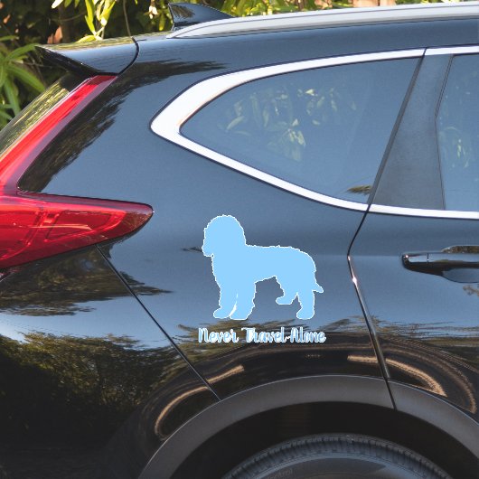 Bleu Labradoodle chien autocollant, Sticker en vin (Coté voiture)