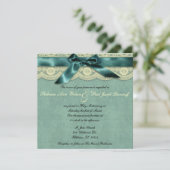 Bleu Lace Vintage Wedding Invitation (Debout devant)