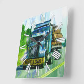 Bleu LARGE CHARGE Frein Mur de camion Horloge (Angle)