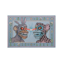 Bleu Lazer-Eyed Apes Turc Rug
