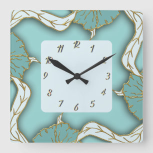 Bleu Leaf 3-D Look Horloge murale