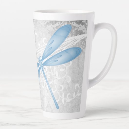 Bleu libellule Latte Mug personnalisé (Droite)