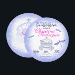 Bleu libellules, Invitation Quinceañera Rose<br><div class="desc">Invitation vos invités Quinceañera avec une charrue à cheval bleu et argent glittery entourée de libellules bleu cristal. Aquarelle couleur bleu avec chariot de parties scintillant sera belle avec cartes rsvp assorties,  étiquettes et cadeaux. Transférez facilement cette conception magique de libellules bleues à d'autres cartes et cadeaux.</div>