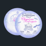 Bleu libellules, Invitation Quinceañera Rose<br><div class="desc">Invitation vos invités Quinceañera avec une charrue à cheval bleu et argent glittery entourée de libellules bleu cristal. Aquarelle couleur bleu avec chariot de parties scintillant sera belle avec cartes rsvp assorties,  étiquettes et cadeaux. Transférez facilement cette conception magique de libellules bleues à d'autres cartes et cadeaux.</div>