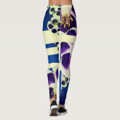 Bleu, lignes et fleurs Leggings (Dos)
