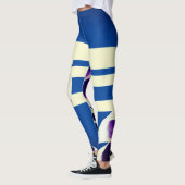 Bleu, lignes et fleurs Leggings (Gauche)