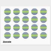 Bleu Lime Chevron Baby shower Favoriser Stickers (Feuille)