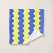 Bleu Lime Wavy Stripe Gras Accent salle de bain (Gant de toilette)