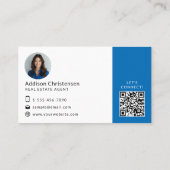 Bleu Logo Immobilier Photo QR Code Carte de visite (Dos)