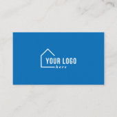 Bleu Logo Immobilier Photo QR Code Carte de visite (Devant)