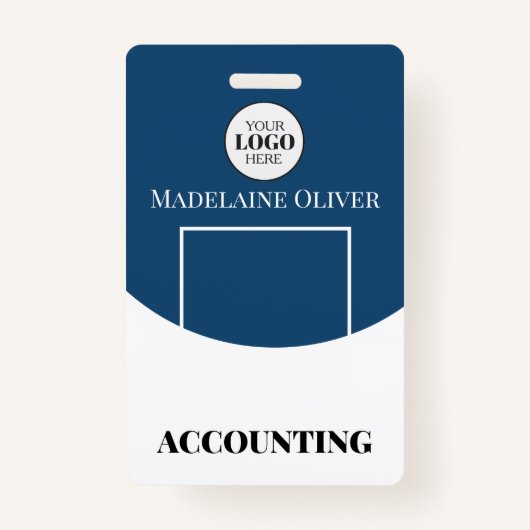 Bleu logo photo Nom de l'employé Badge (Devant)