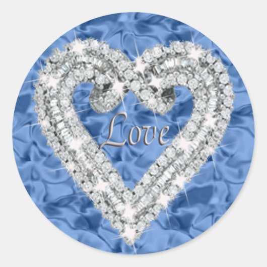Bleu Love Coeur Diamond Stickers (Devant)