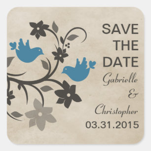 Bleu Lovebirds de la flore Enregistrer Stickers Da