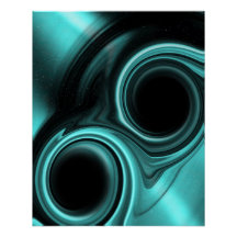Bleu Lumière Collisant Blackhole Poster brillant