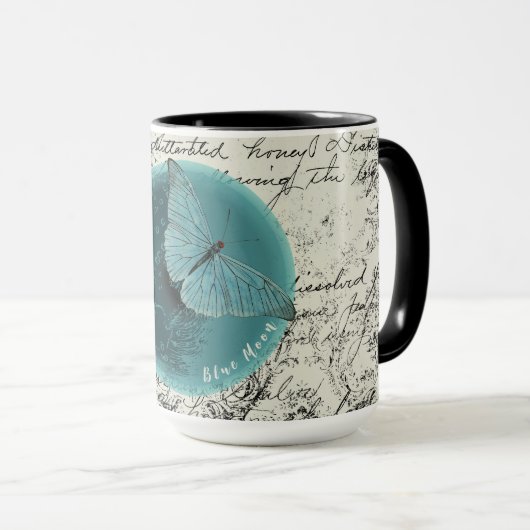 Bleu Lune Papillon Mug (Devant droit)
